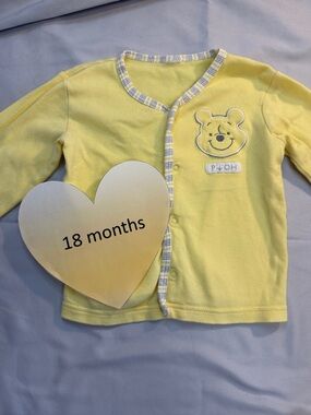 Disney - Yellow Baby Cardigan with Pooh Bear Patch